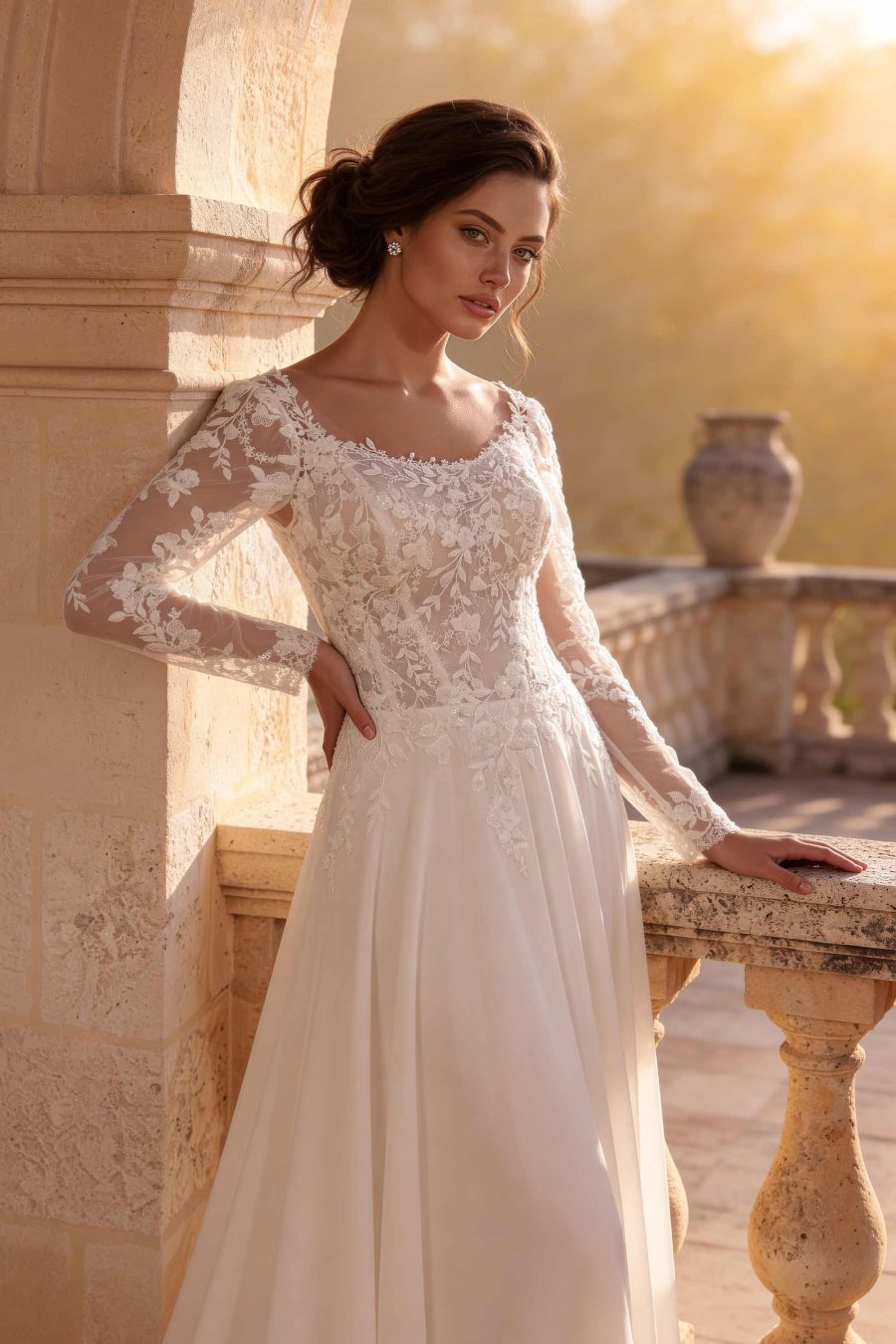 Suknia ślubna 8412  - Monica Loretti - kolor Nude+ivory - rozmiar 48 - Salon Le Mariage