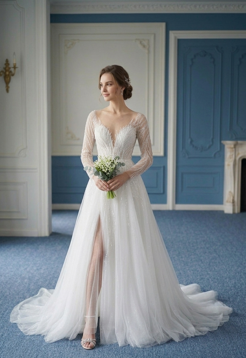 Suknia ślubna Wt4529  - Unikatowe - kolor Ivory/skin - rozmiar 46 - Salon Le Mariage