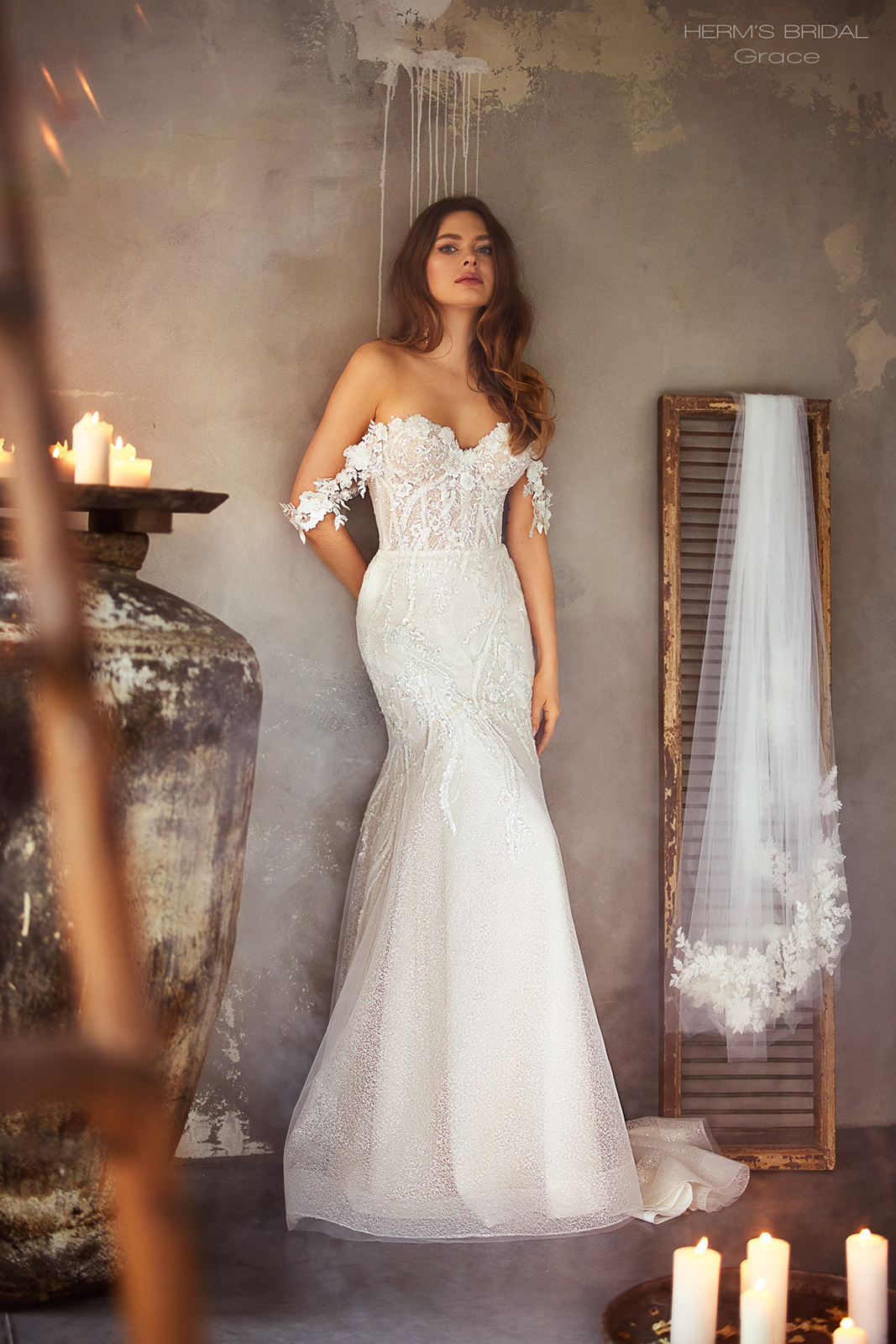 Suknia ślubna Grace  - Herms - kolor Iv/Lt.beige - rozmiar 38 - Salon Le Mariage